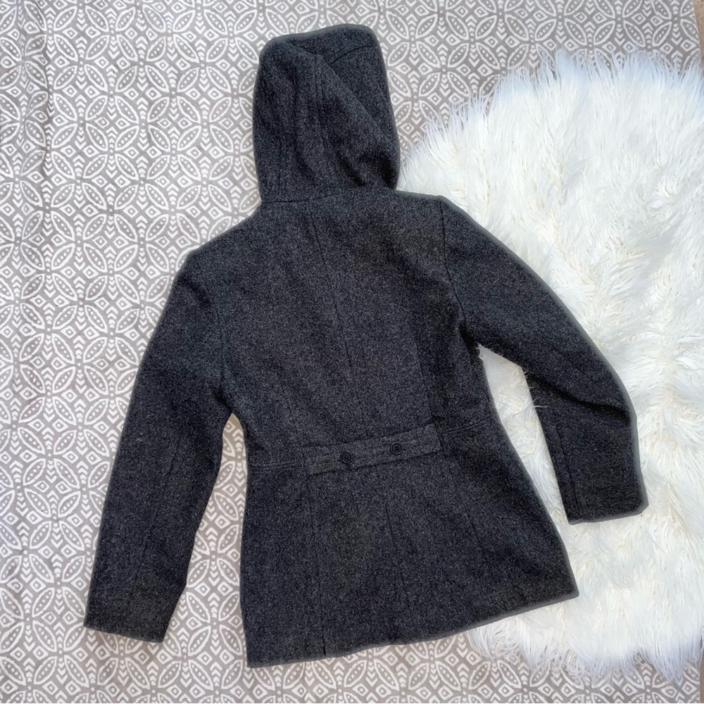Express Charcoal Gray Double-Breasted Hooded Wool… - image 4